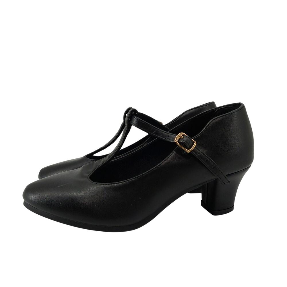 Bokimd Womens Character T-Strap Salsa Shoe Dance Heel Black